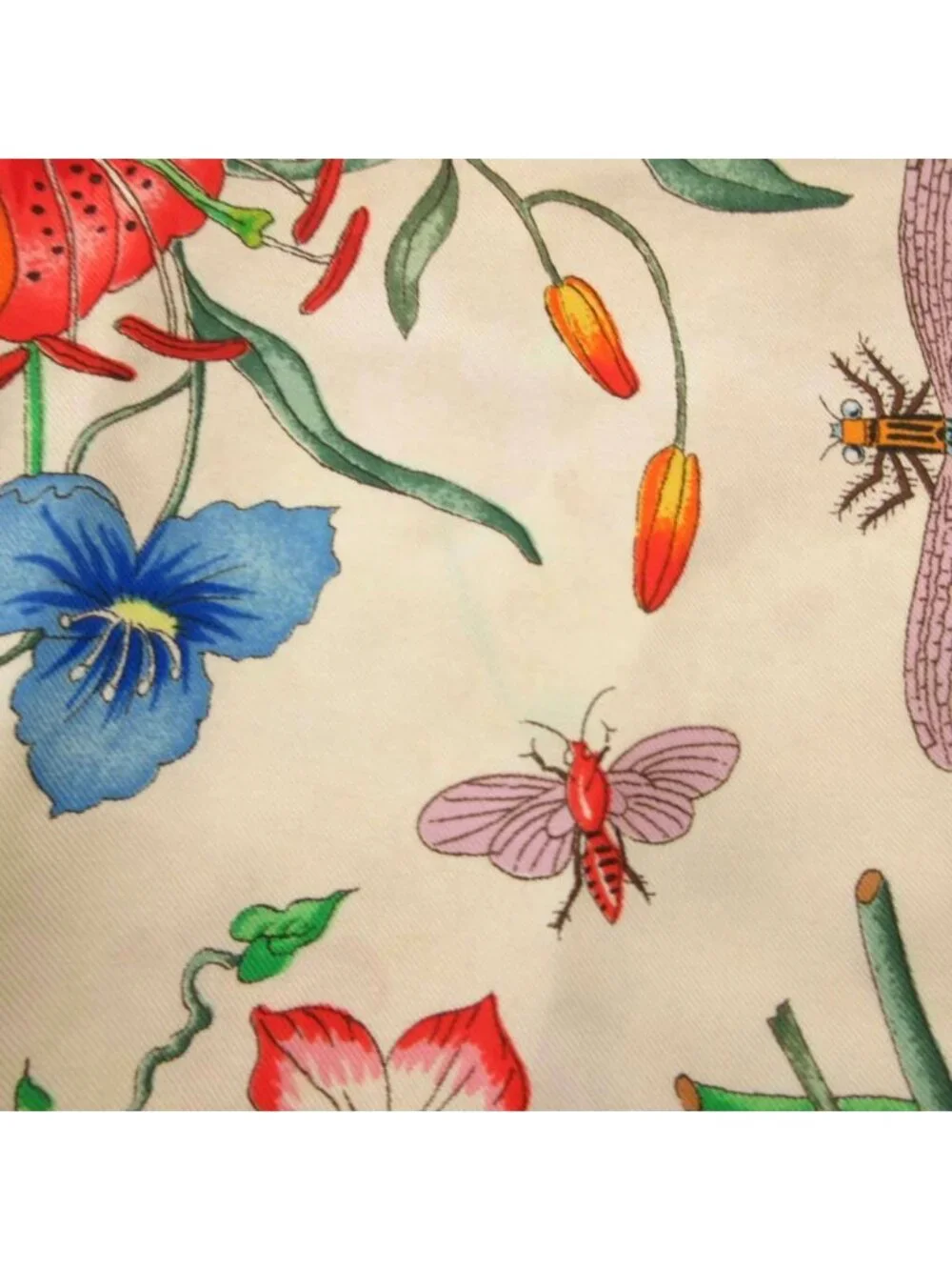 Gucci Scarf Botanical Pattern Silk Yellow